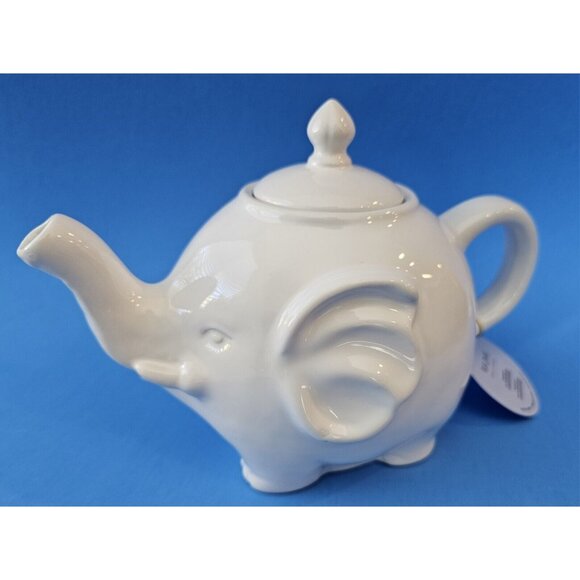 White Elephant Teapot Ceramic Kitschy Novelty New Gift Tea party Tea Twee NWT - Picture 1 of 6